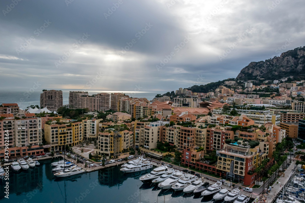 Yacht harbor and apartment buildings in Monaco