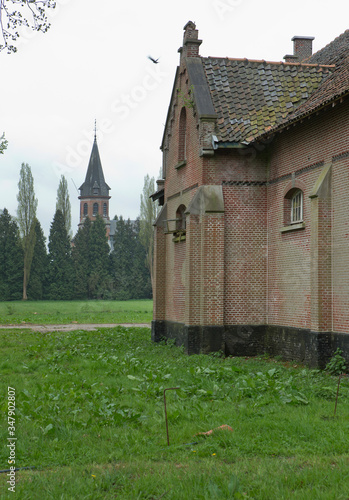 Buildings and church at Merksplas Colony. Wortel Colony. Belgium. photo