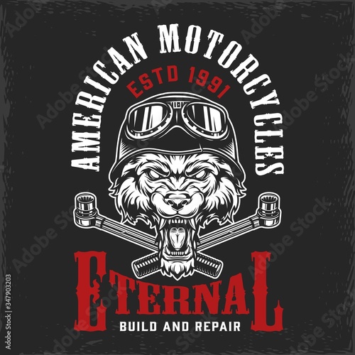 Motorcycle repair service vintage label