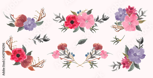 beautiful floral arrangement watercolor collection