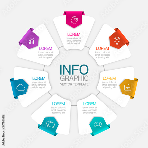 Vector iInfographic template for business, presentations, web design, 7 options.