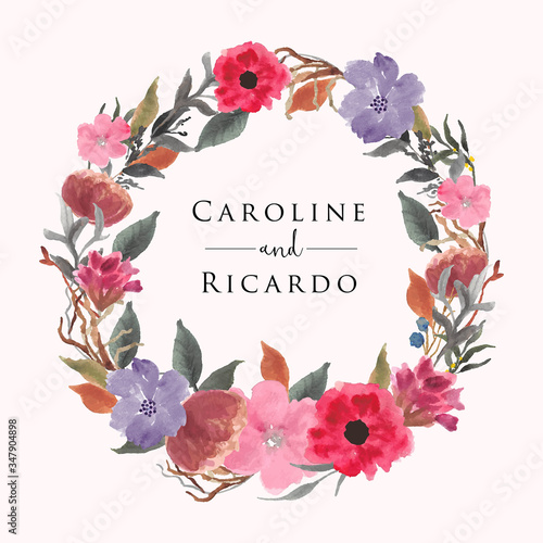 beautiful vintage floral wreath watercolor
