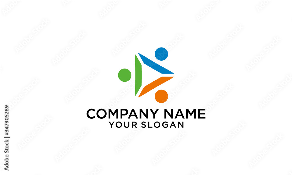 combination of play and people logo design