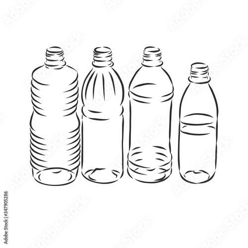 Vector Single Sketch Plastic Bottle of Water. plastic bottle, container, vector sketch illustration
