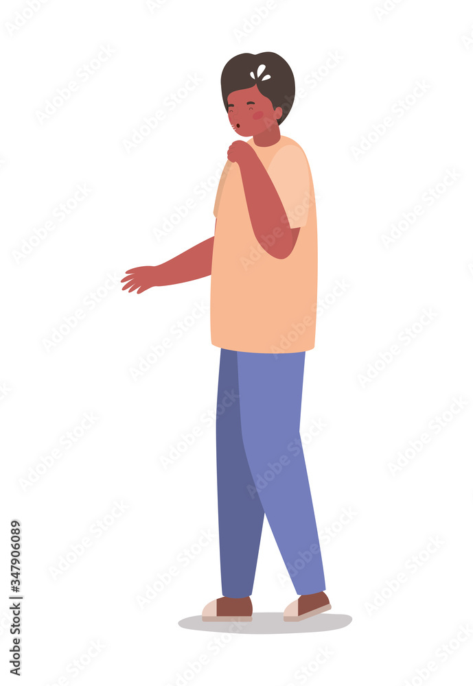 Isolated boy avatar with dry cough vector design