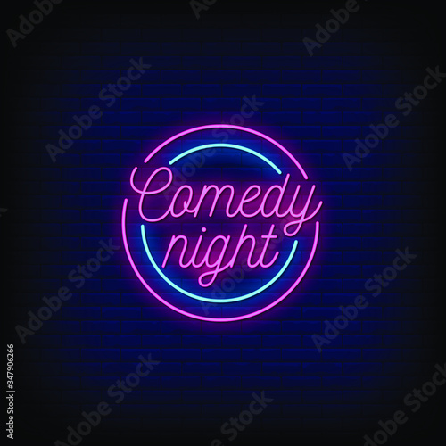 Comedy Night Neon Signs Style Text Vector