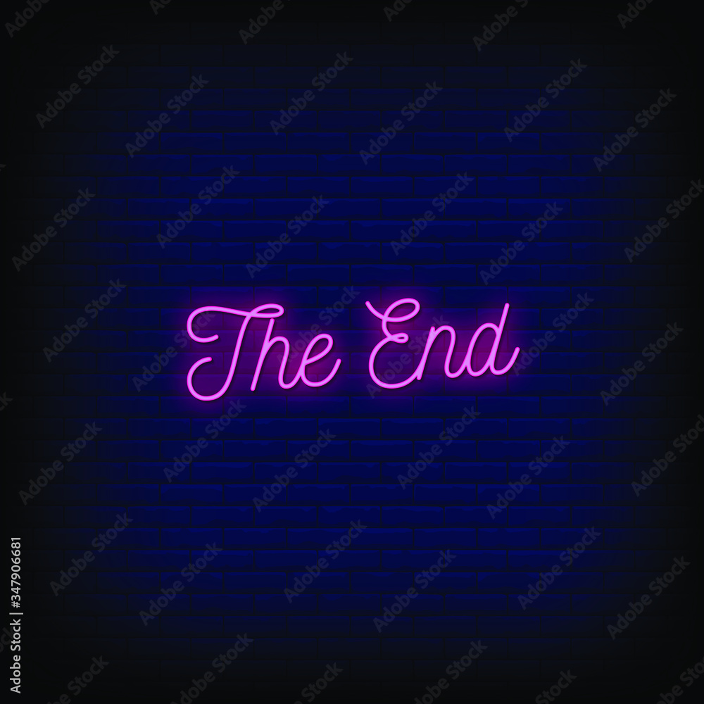 Obraz premium The End Neon Signs Style Text Vector