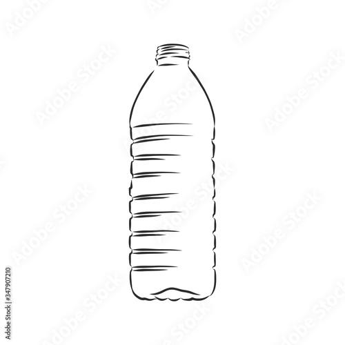 Vector Single Sketch Plastic Bottle of Water. plastic bottle, container, vector sketch illustration
