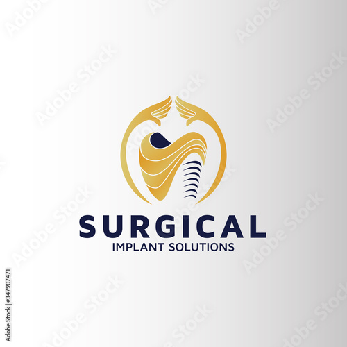 Dental surgery implantation vector logo design