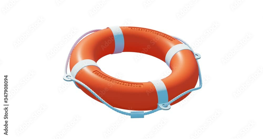 Life buoy in water. Isolated. Lifebuoy floating on water. Life ring