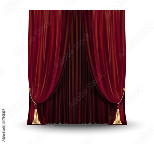 Decorative elegant red curtain background. Vector illustration