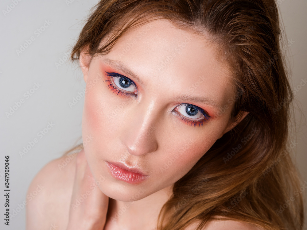 Beautiful woman model with stylish makeup. Glamour head shot. Beautiful woman model with stylish makeup. Glamour head shot.