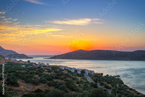Fototapeta Naklejka Na Ścianę i Meble -  Beautiful sunrise over the Mirabello Bay on Crete, Greece