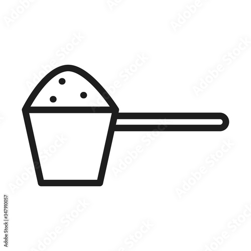 Textile care concept, cup with detergent icon, line style