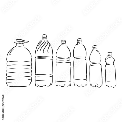 Vector Single Sketch Plastic Bottle of Water. plastic bottle, container, vector sketch illustration