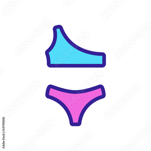 bikini with bodice on one shoulder icon vector. bikini with bodice on one shoulder sign. color symbol illustration