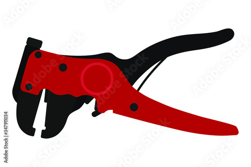 Self-adjusting wire сutting and stripping tool vector flat illustration