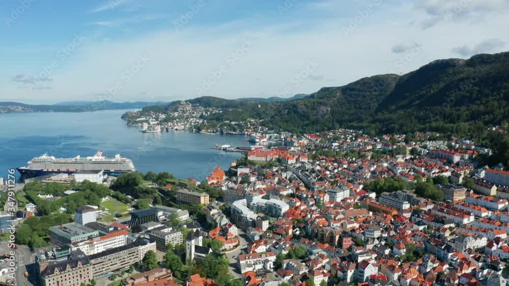 Flight over Bergen, the second largest city in Norway Flight over Bergen, the second largest city in Norway