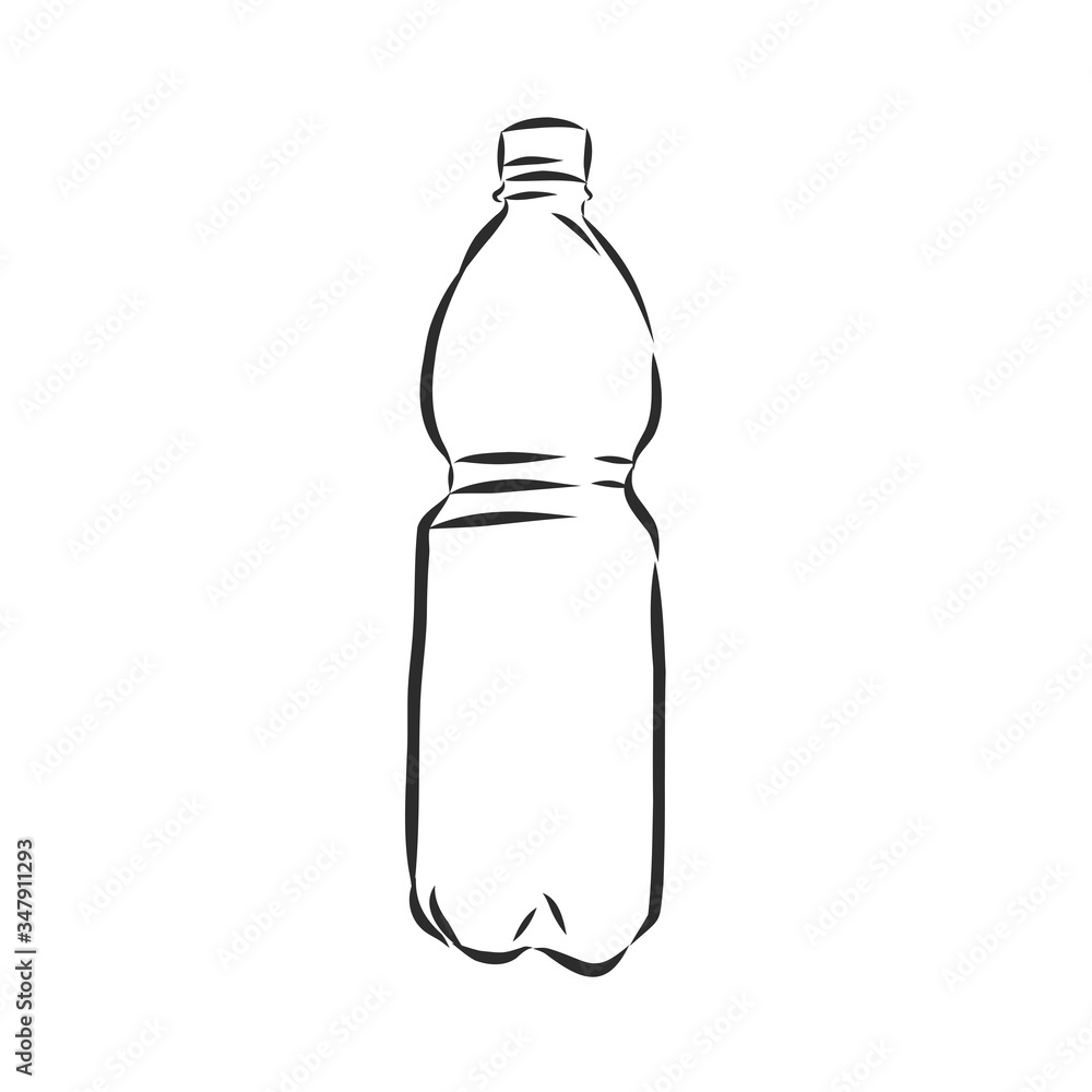 Vector Single Sketch Plastic Bottle of Water. plastic bottle, container, vector sketch illustration Vector Single Sketch Plastic Bottle of Water. plastic bottle, container, vector sketch illustration
