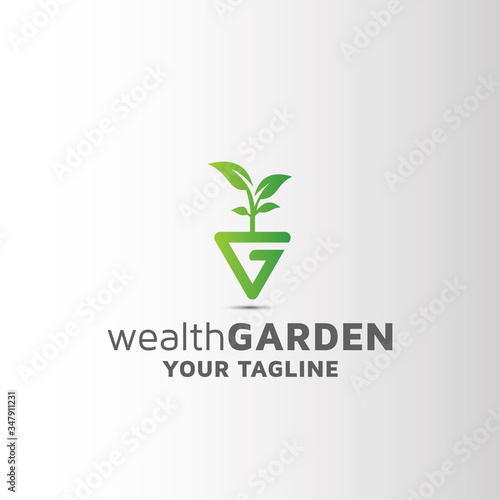 Letter G natural leaf vector logo