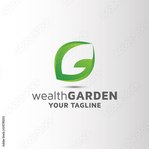 Letter G natural leaf green element logo design