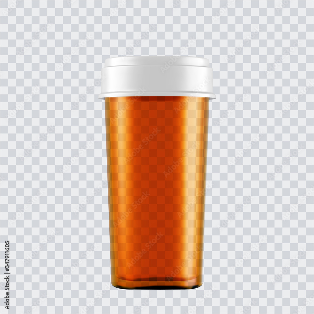 Realistic mock up glass bottles for drugs, tablets. 3d Plastic blank medical containers isolated on transparent background. Vector illustration Realistic mock up glass bottles for drugs, tablets. 3d Plastic blank medical containers isolated on transparent background. Vector illustration