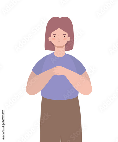 Isolated sad woman cartoon vector design