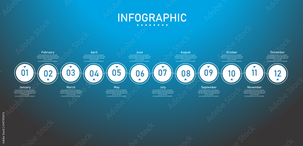 Naklejka premium infographic can be used for process, presentations, layout, banner,info graph There are 12 steps or layers vector illustration