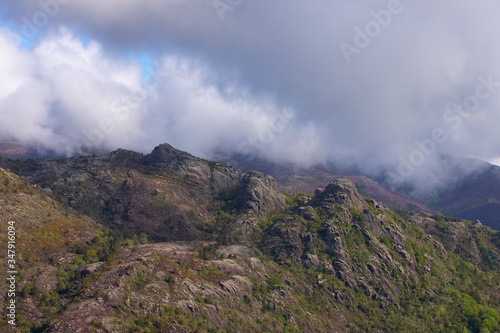 Mountain landscape with amazing morning light in Peneda-Geres National Park, Portugal