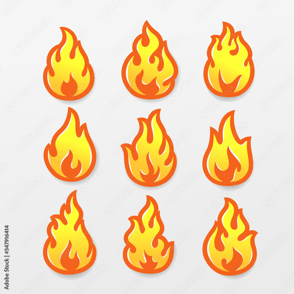 Fire flames logo templates icons set. Vector illustration. Fire flames logo templates icons set. Vector illustration.