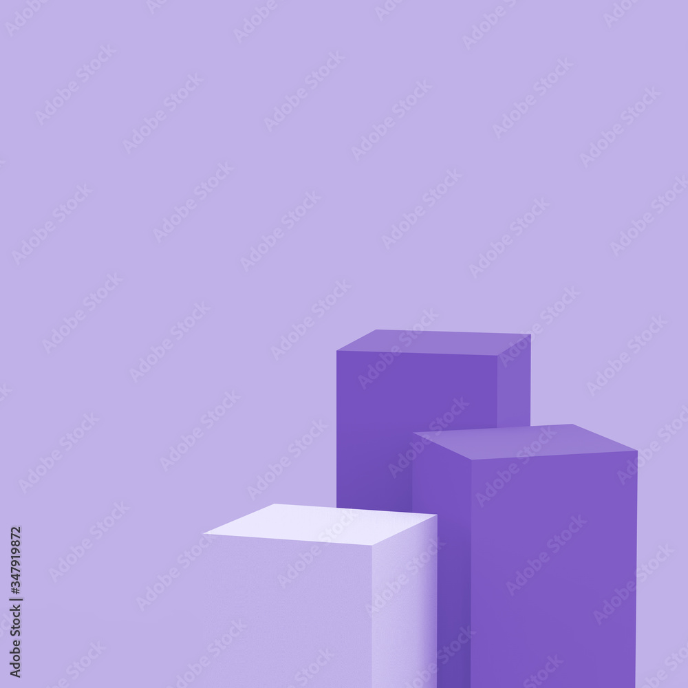 3d purple violet and white cubes square podium minimal studio background. Abstract 3d geometric shape object illustration render. Display for cosmetic perfume fashion product. 3d purple violet and white cubes square podium minimal studio background. Abstract 3d geometric shape object illustration render. Display for cosmetic perfume fashion product.
