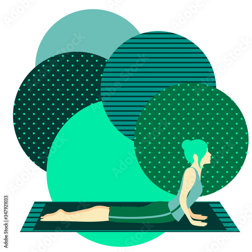 colorful illustration with cute faceless gril doing cobra asana