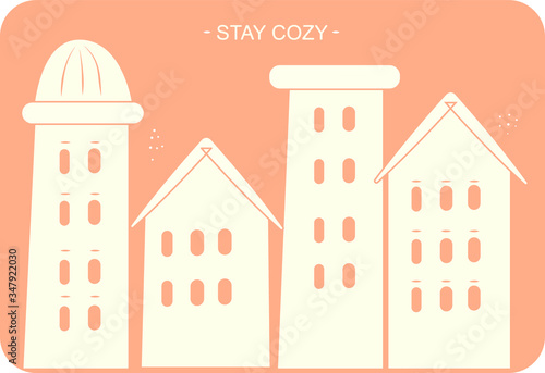 vector illustration of a house. stay cozy. stay home in quarantine