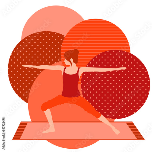 colorful illustration with cute faceless gril doing warrior asana