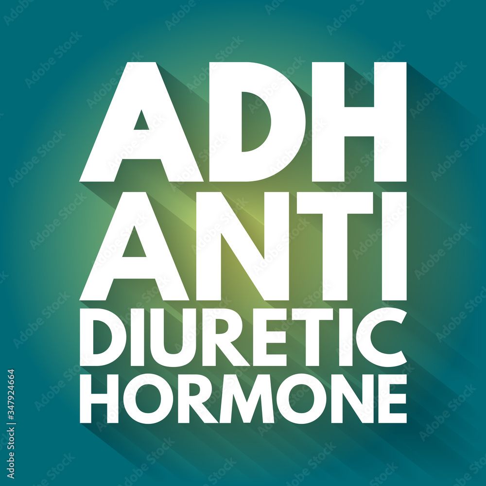 ADH Antidiuretic Hormone acronym, concept background Stock