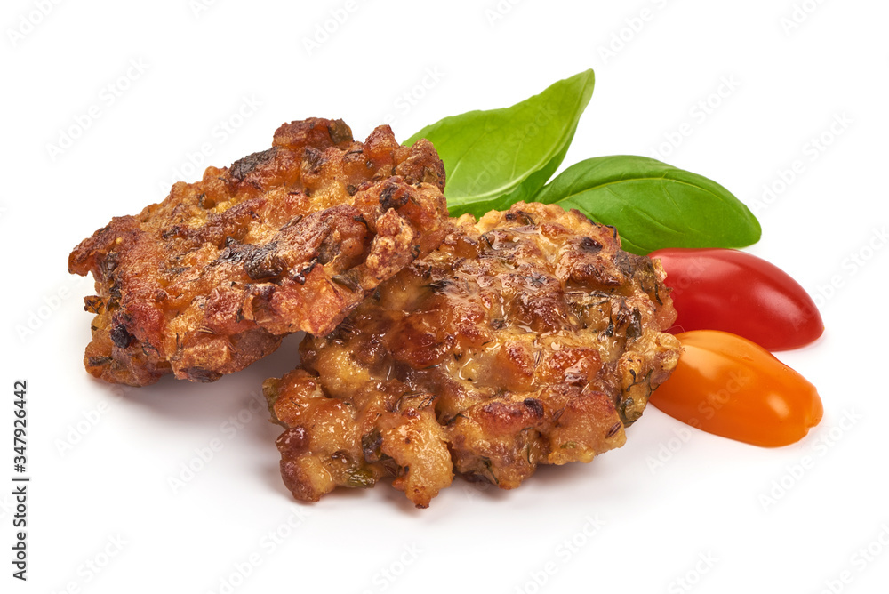 Homemade Chicken Patties, isolated on white background Homemade Chicken Patties, isolated on white background