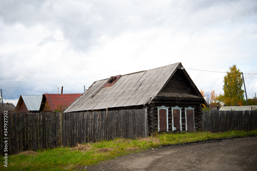 Old rustic wooden house in the countryside, Russia Old rustic wooden house in the countryside, Russia