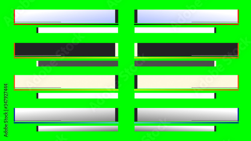 Multiple Blank Lower Thirds 4 on Chroma Key Green Background