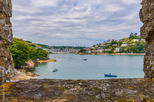 Konstfotografi View from Dartmouth castle at Dartmouth Harbor and Kingswear at the River Dart