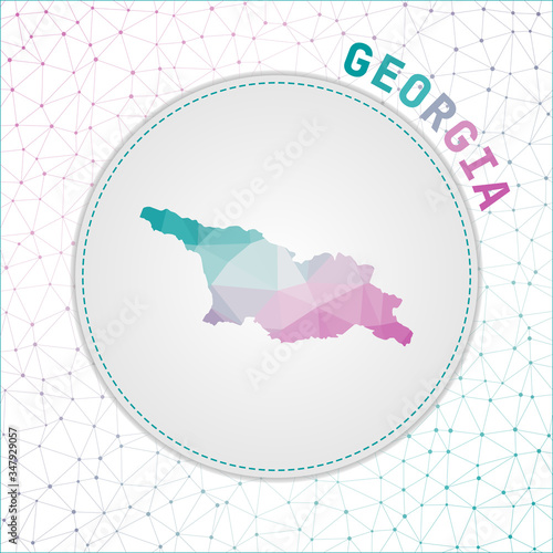 Vector polygonal Georgia map. Map of the country with network mesh background. Georgia illustration in technology, internet, network, telecommunication concept style. Superb vector illustration.