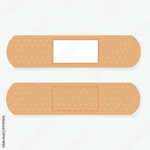 Vector set illustrations of band aids.  Adhesive plaster isolated on white background