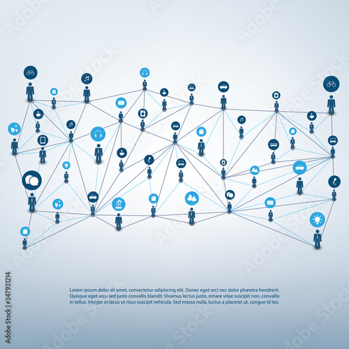 Networks - Connections - IoT, Cloud Computing, Social Media Concept Design