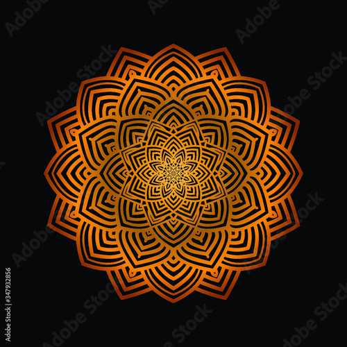Abstract floral Background with Golden Ornament Mandala Background 