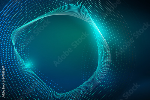 Abstract particles, wave background, neon motion techno design