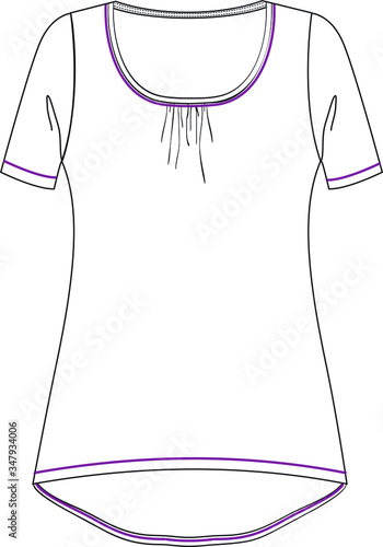 BASIC T-SHIRT fashion flat technical drawing template.Skip the dull step of drawing t shirt, by download the blank t shirt templates for designers and artists.Use them as a basis for your design.