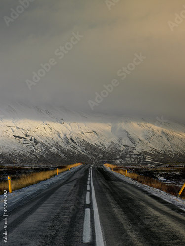 rural road in Iceland during winter photo