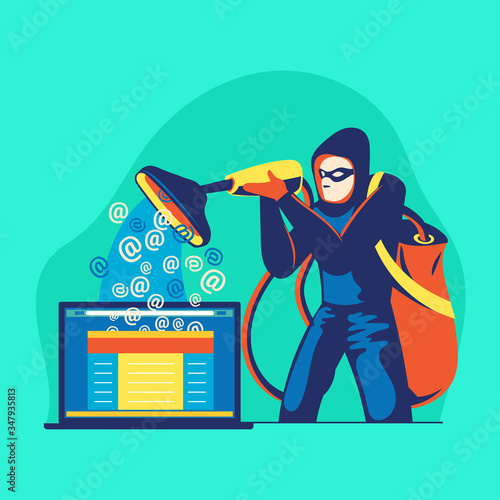Hacker Phishing scam attack web security vector concept, Illustration of phishing and fraud