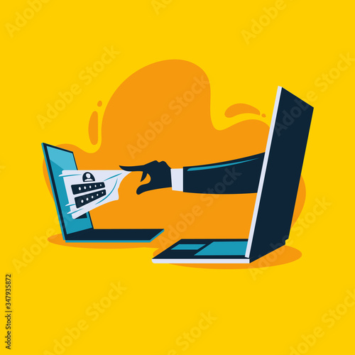 Hacker Phishing scam attack web security vector concept, Illustration of phishing and fraud
