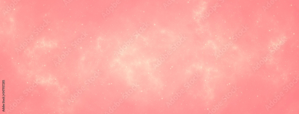 Pink pastel web banner background with clouds and stars texture