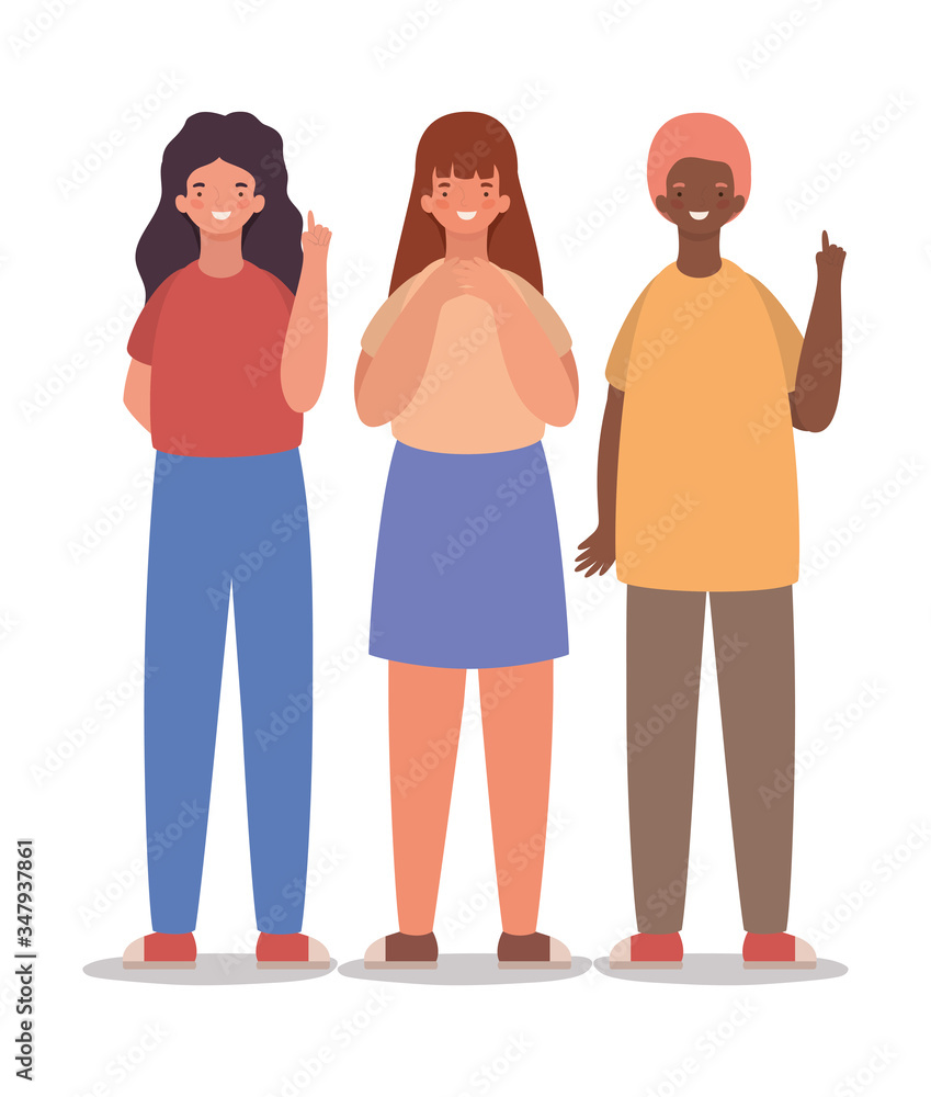 happy women and man cartoons vector design happy women and man cartoons vector design